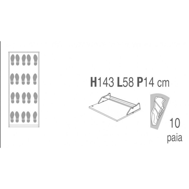 Zapatero delgado con cuatro puertas que ahorra espacio en Light Olmo 63x18x h154 cm