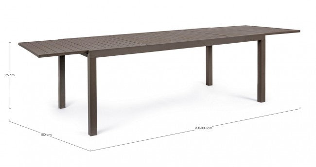 Mesa mueble jardín extensible aluminio Hide marrón 200-300 x 100 cm