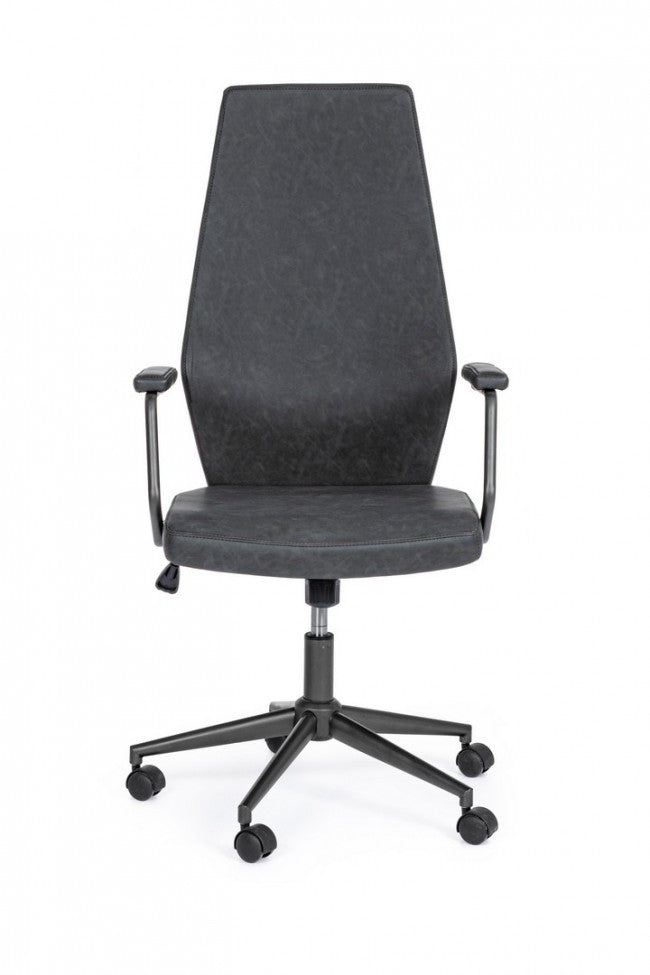 Sillón de oficina Jamie negro símil piel con respaldo alto