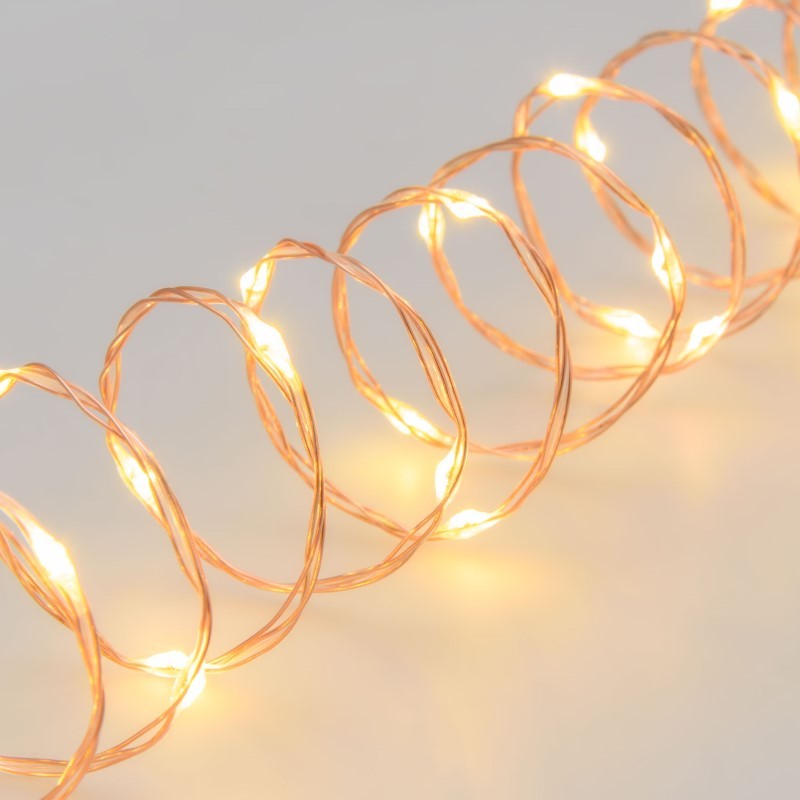 Cadena MicroLED PL 500 Bobina 25m cable cobre blanco cálido