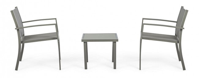 Conjunto de jardín de 3 salones de metal gris tórtola Auri