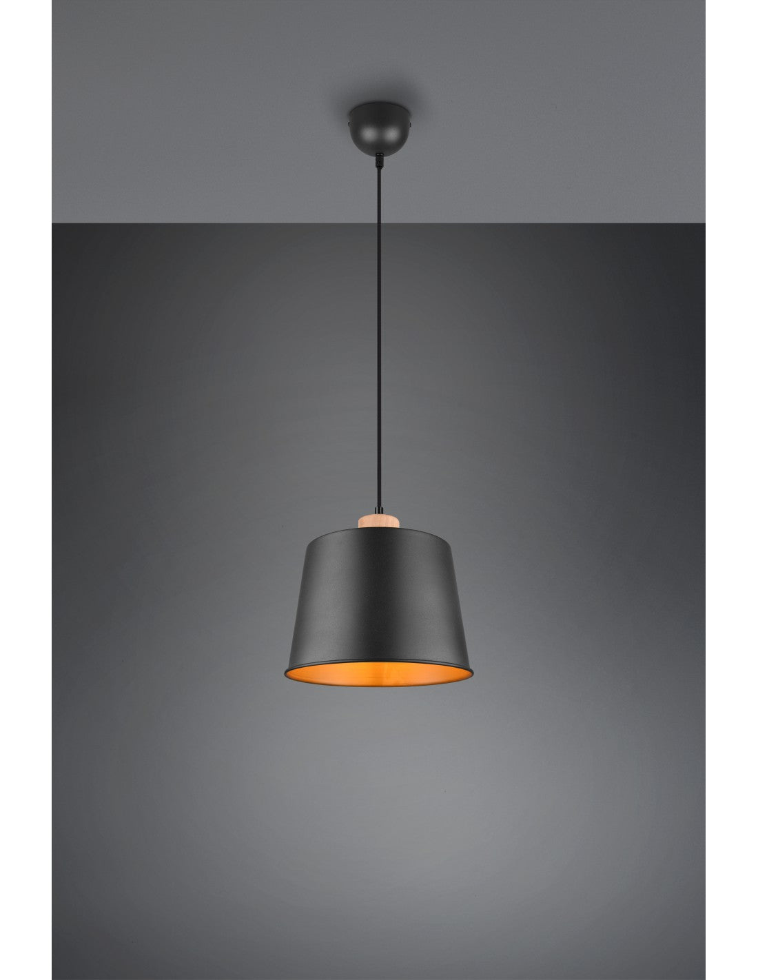 Pantalla de lámpara colgante individual en oro negro Harris Trio Lighting