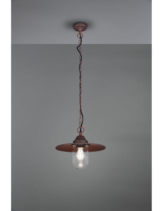 Suspensión 1xE27 Brenta Rust Vidrio Difusor IP44 Trio Lighting