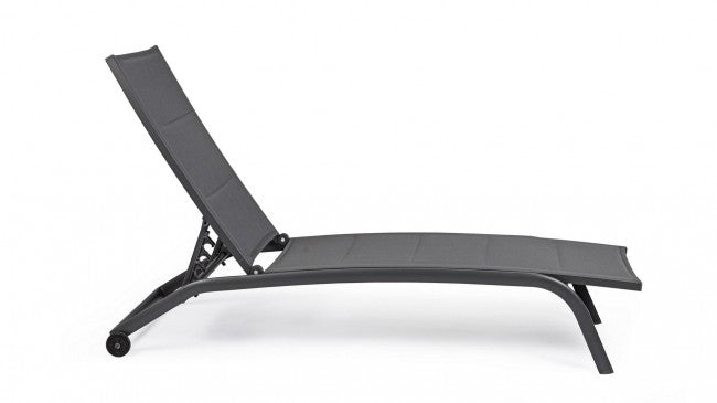 Tumbona de jardín de aluminio con ruedas Antracita CLEOPAS 61x192x h96 cm