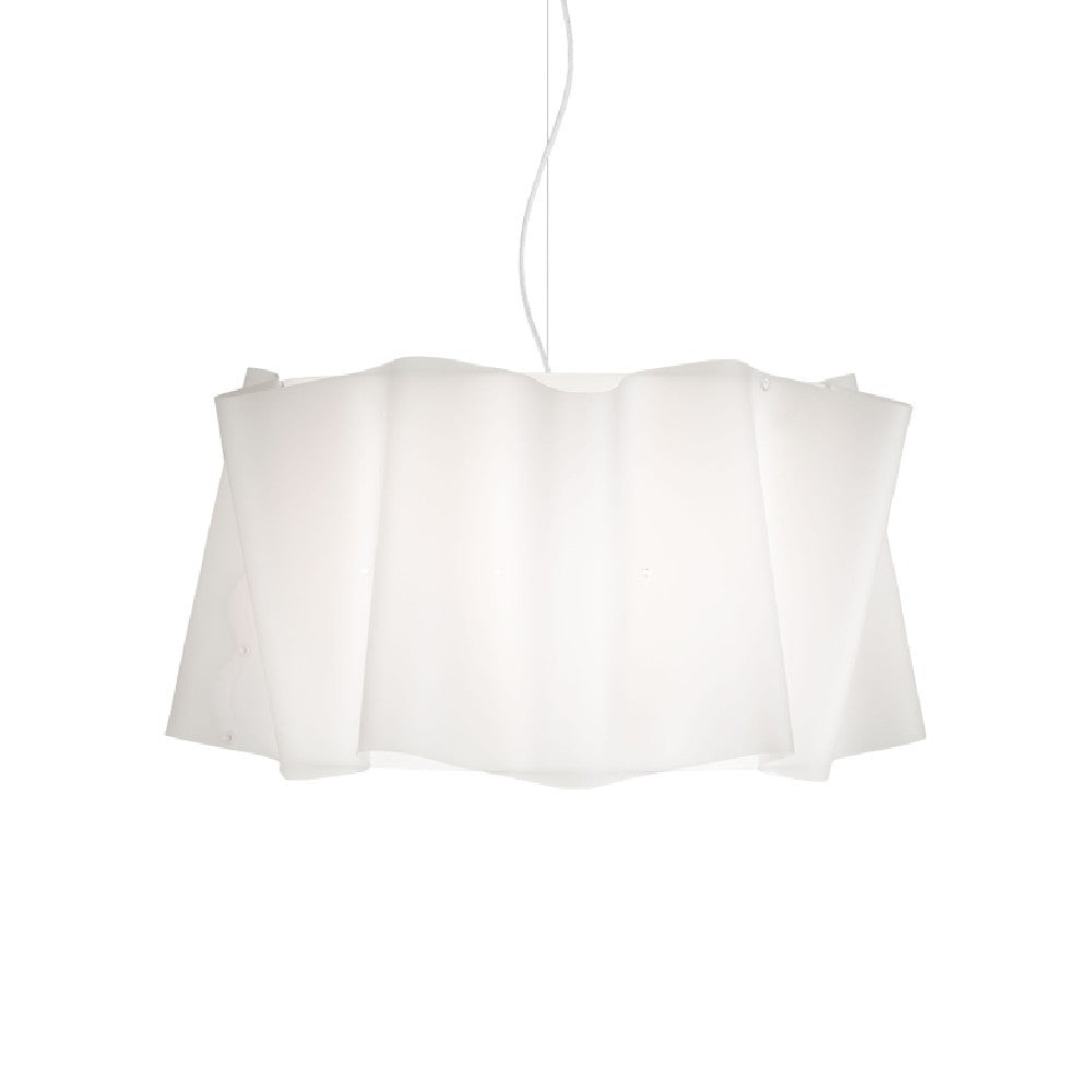 Lámpara colgante blanca de 5 luces de metal cromado cm. 60x32h
