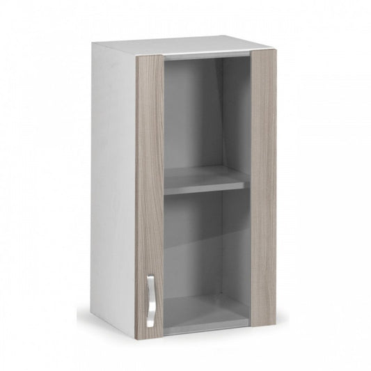 Mueble de cocina alto de madera melaminada con 1 puerta vitrina de olmo 40x32xA 72 cm