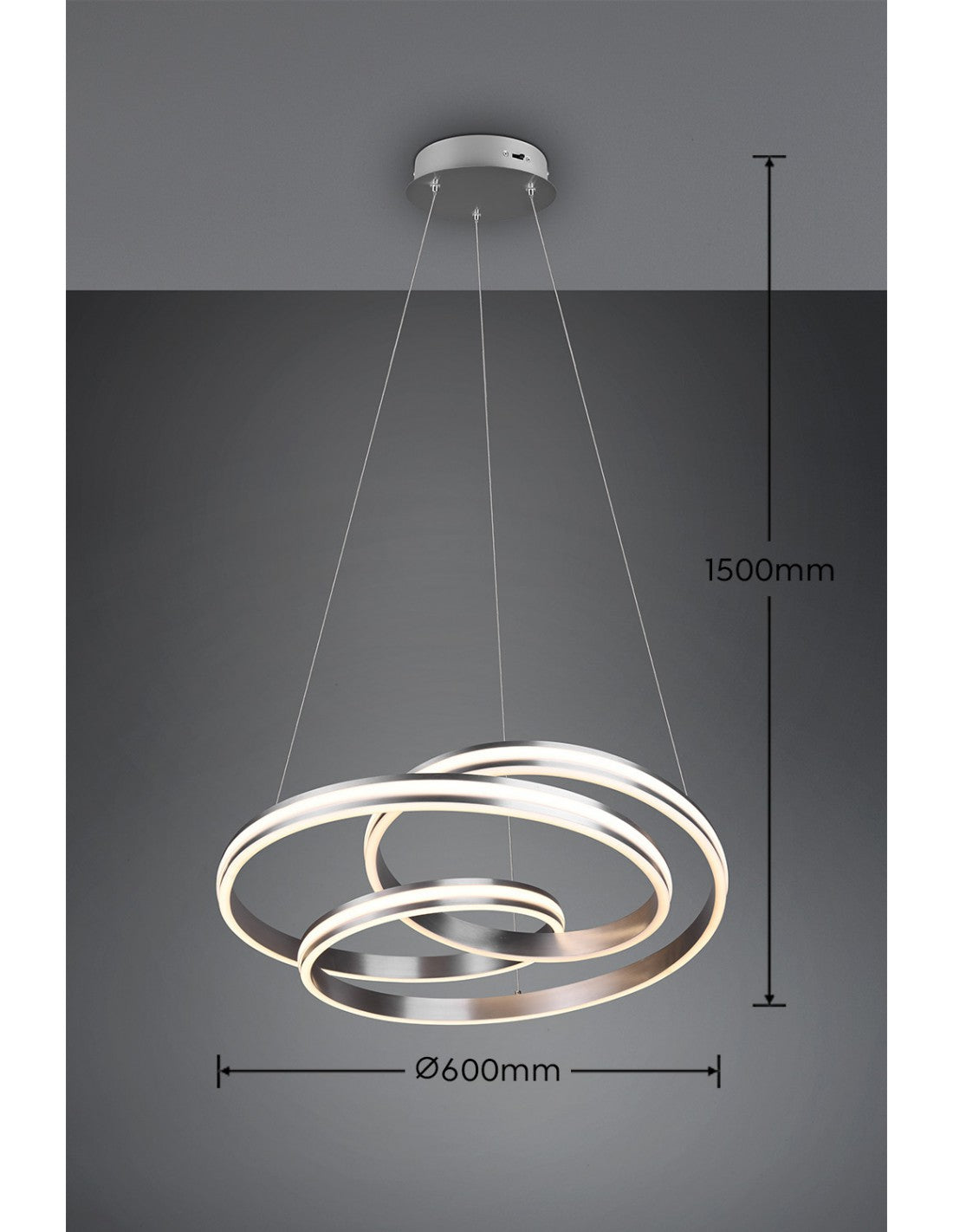 Lámpara de araña de vórtice moderna Yara níquel Led Dimmer Trio iluminación