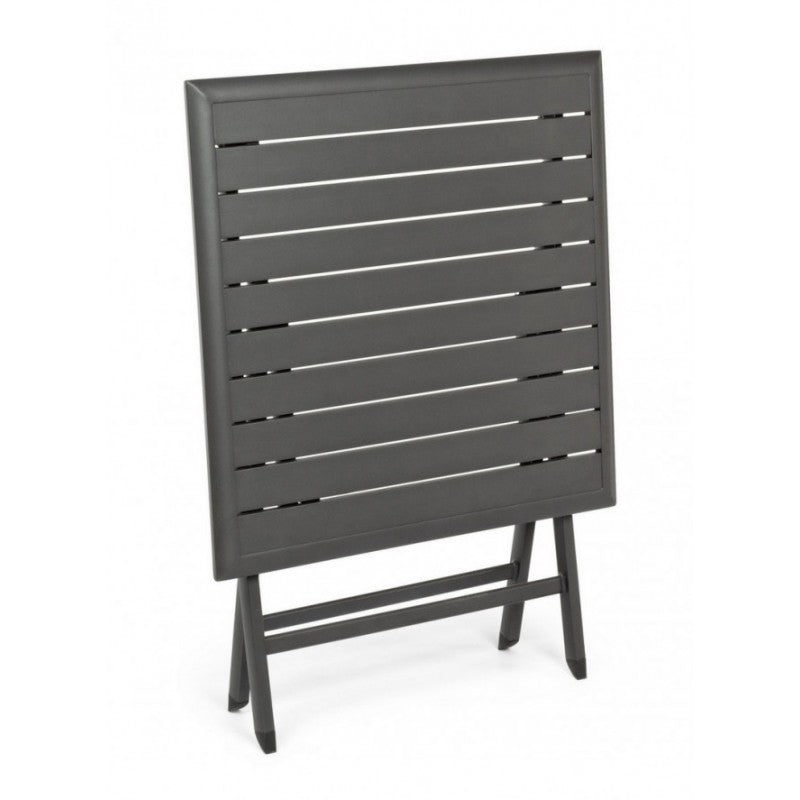 ELIN Mesa exterior plegable de aluminio antracita 70x70x h71 cm