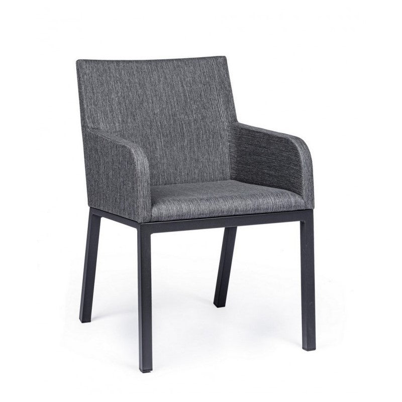 Silla de exterior con reposabrazos en tejido Antracita OWEN JX55 55x62x h82 cm
