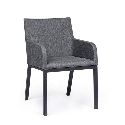 Silla de exterior con reposabrazos en tejido Antracita OWEN JX55 55x62x h82 cm