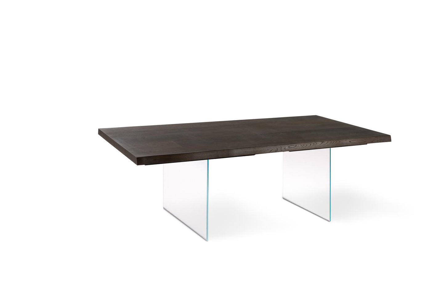 Mesa extensible de roble termotratado y patas de cristal 200/300x100 cm