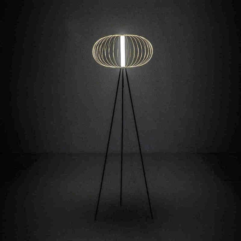 Lámpara de pie LED con pantalla de acero latón pulido 50x50xh.150 cm 
