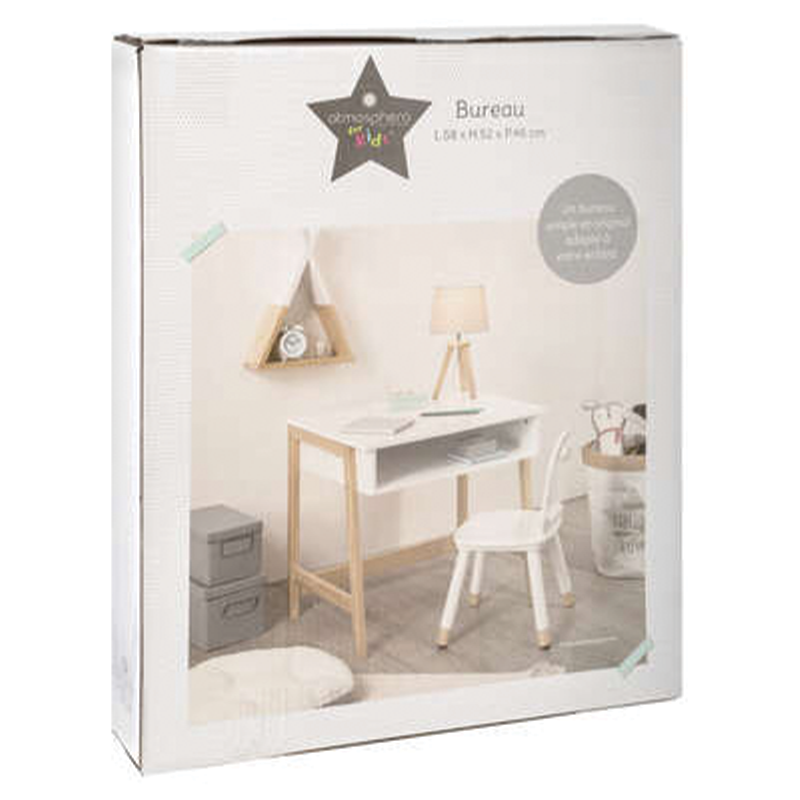 Mini escritorio de madera blanco L58 x P46,3 x H52 cm