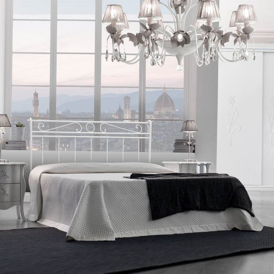 Cama doble de hierro con estructura de hierro blanco LEONARDO 170x202x h118 cm