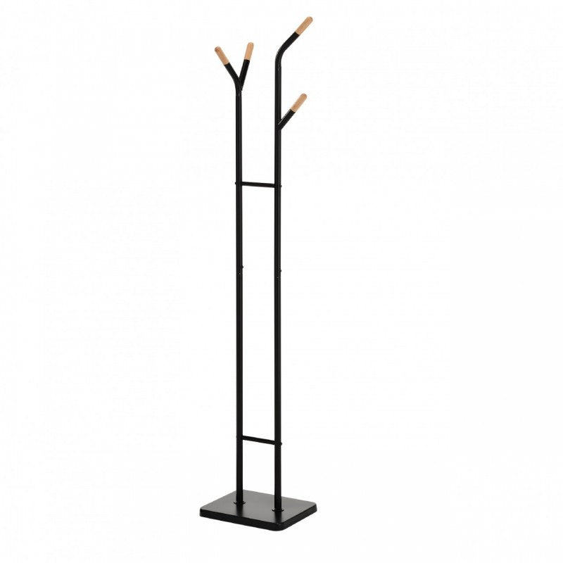 Perchero negro metal-madera 35x25x170h cm