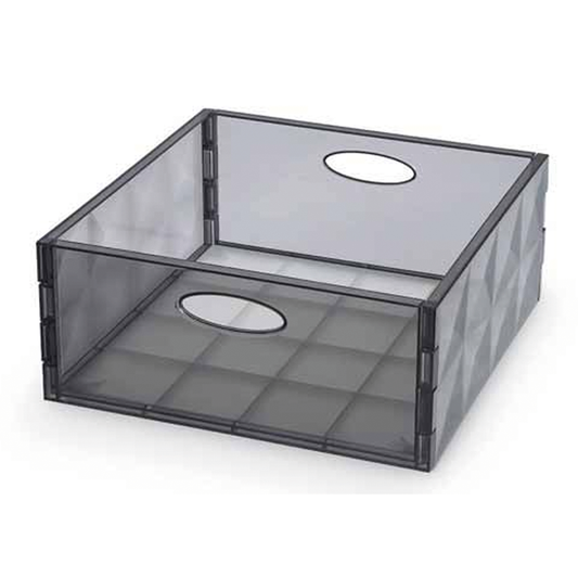 Caja de cristal gris transparente Al. 14x31x31 cm