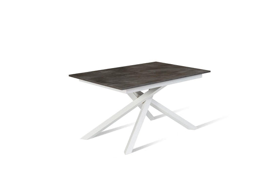 Mesa extensible de hormigón blanco grisáceo 90 cm x 140-190 cm Alt. 76 cm
