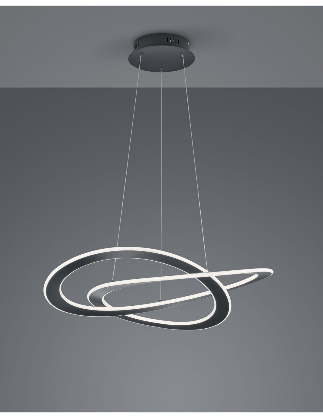 Suspensión moderna 2 círculos LED Oakland Antracita Trio Lighting