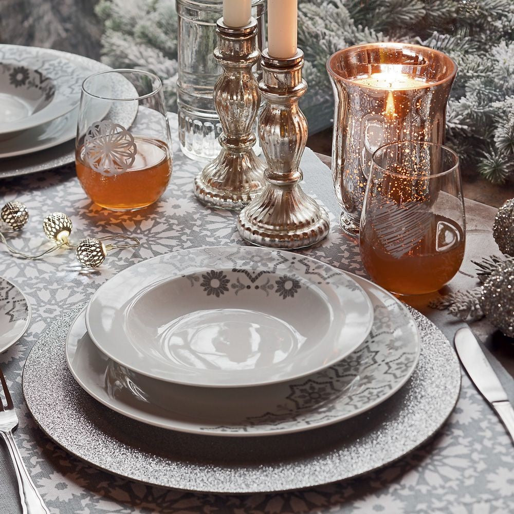 Vajilla 18 Piezas Brina Porcelana Gris