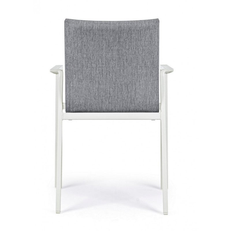 Silla de jardín apilable de exterior gris blanco