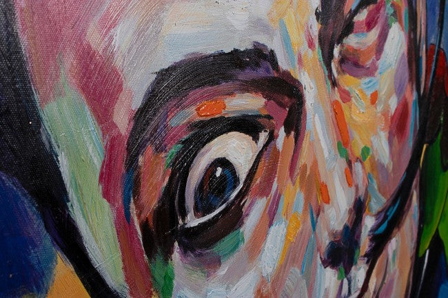 Cuadro al óleo sobre lienzo Pueblo 100x100 cm