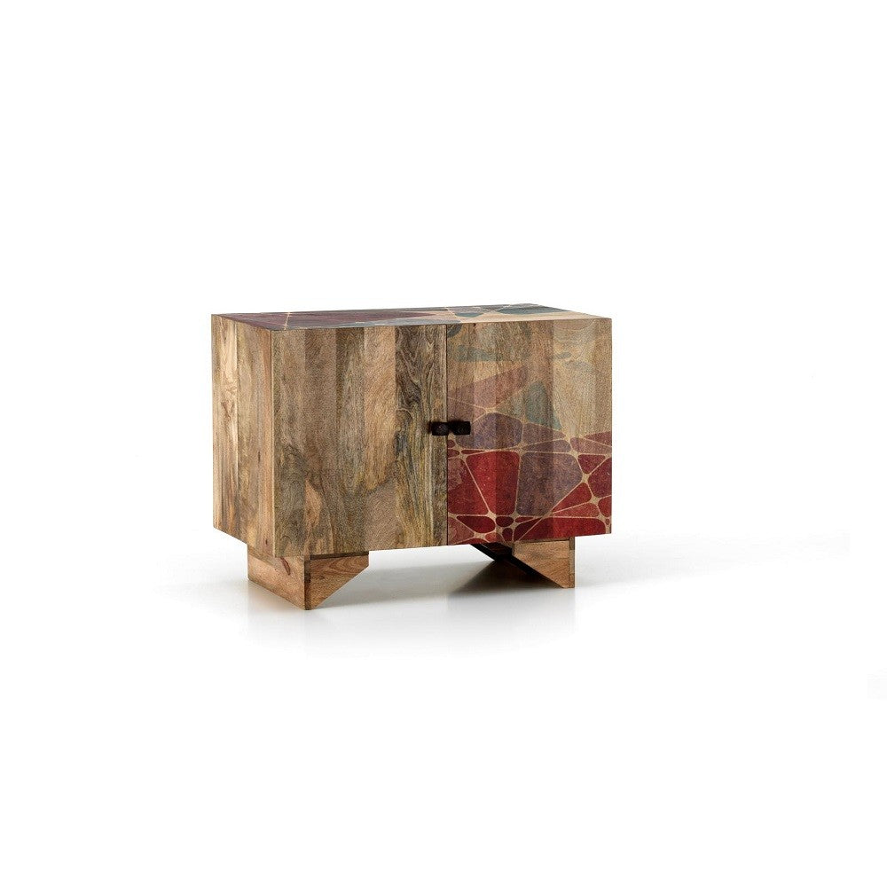 Aparador étnico moderno marrón multicolor 81 x 45 xh 75 cm