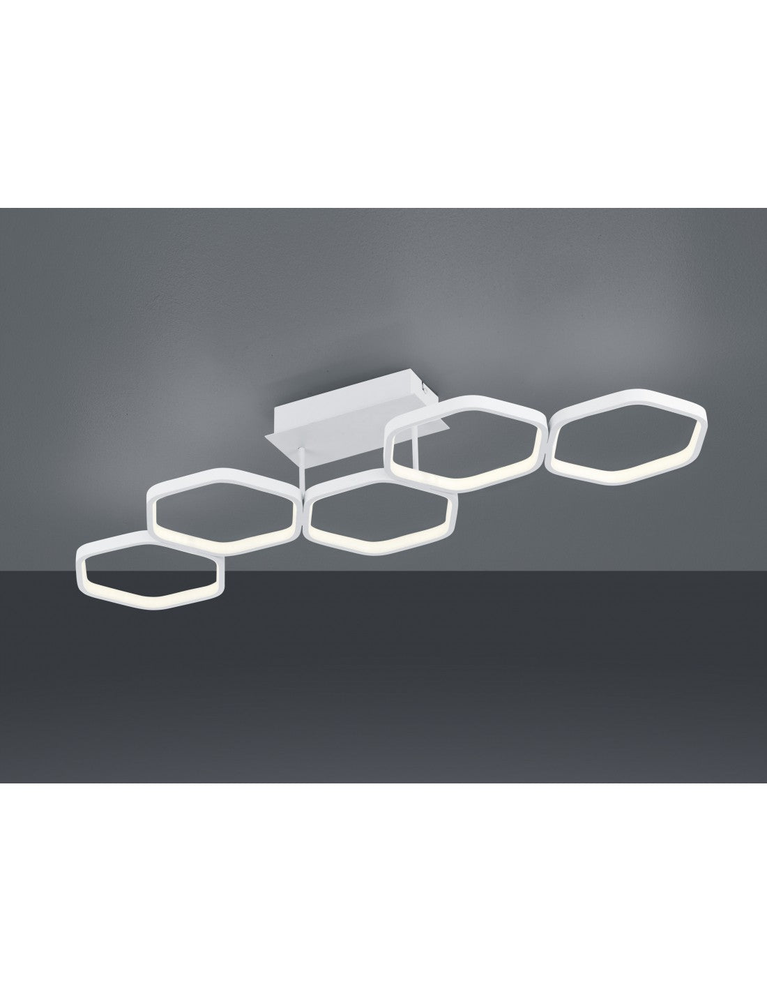 Lámpara de techo LED regulable Vigo 5 Hexágonos L90 cm Blanco Trio Lighting