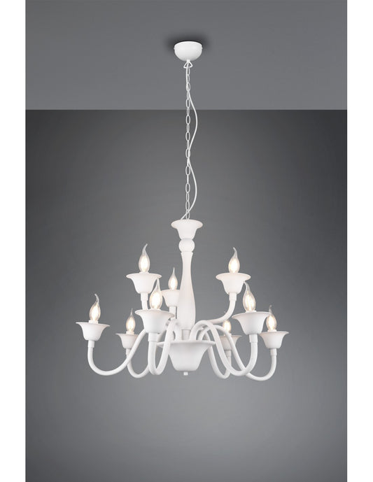 Lámpara De Comedor Blanca 9 Luces Con Cadena Elsa Trio Lighting