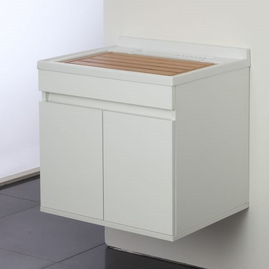 Fregadero suspendido con dos puertas Blanco 60x50x h61 cm