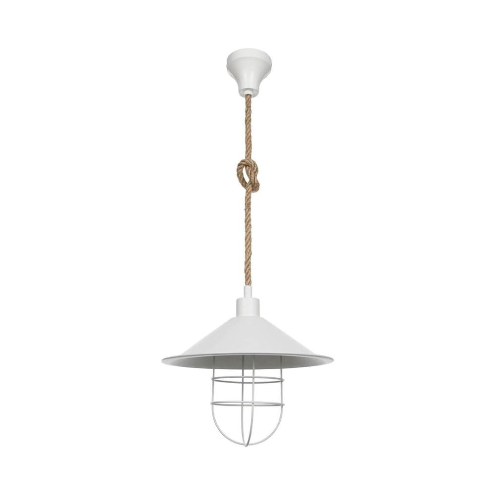 Lampada da soffitto Bulut ASZ0631 metallo bianco e corda iuta EFFEZ