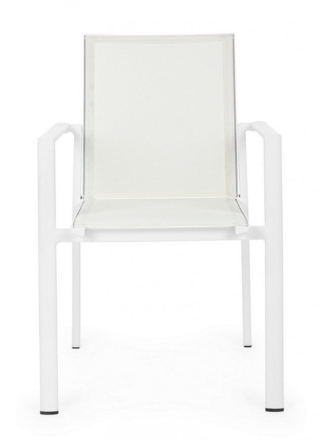 Silla Konnor aluminio blanco con reposabrazos