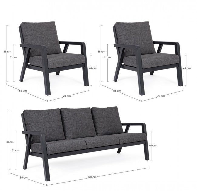 Conjunto de salón de jardín Truman antracita