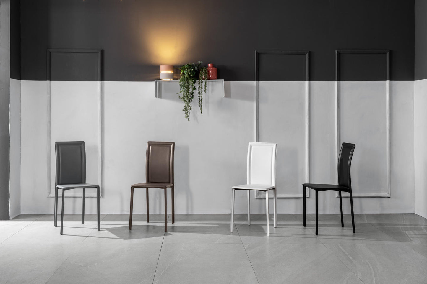 4x Silla en símil piel chocolate 41x39x90h cm