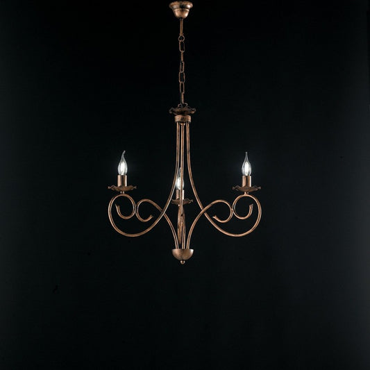 Lámpara colgante de hierro cobre DECO negro tres luces 50x h60 cm