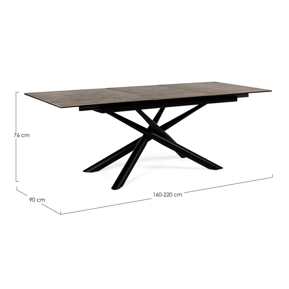 Mesa extensible Seyfert con tapa de cerámica 160-220x90 cm
