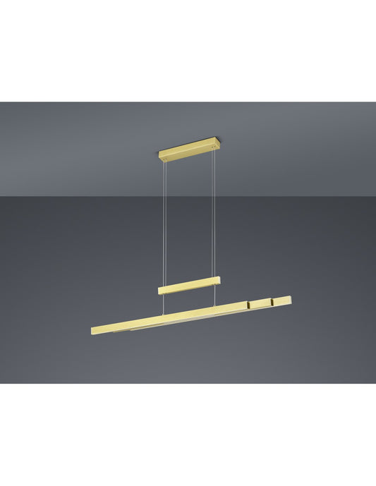 Moderna suspensión Trajan Led Touch regulable latón trío iluminación
