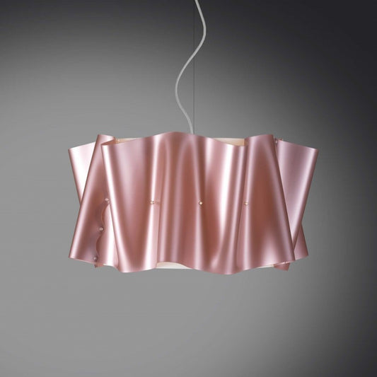 Lámpara colgante FOLIO de tres luces con pantalla rosa diámetro 60x h32 cm