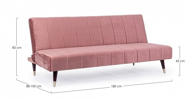 Sofá cama reclinable de tres plazas rosa