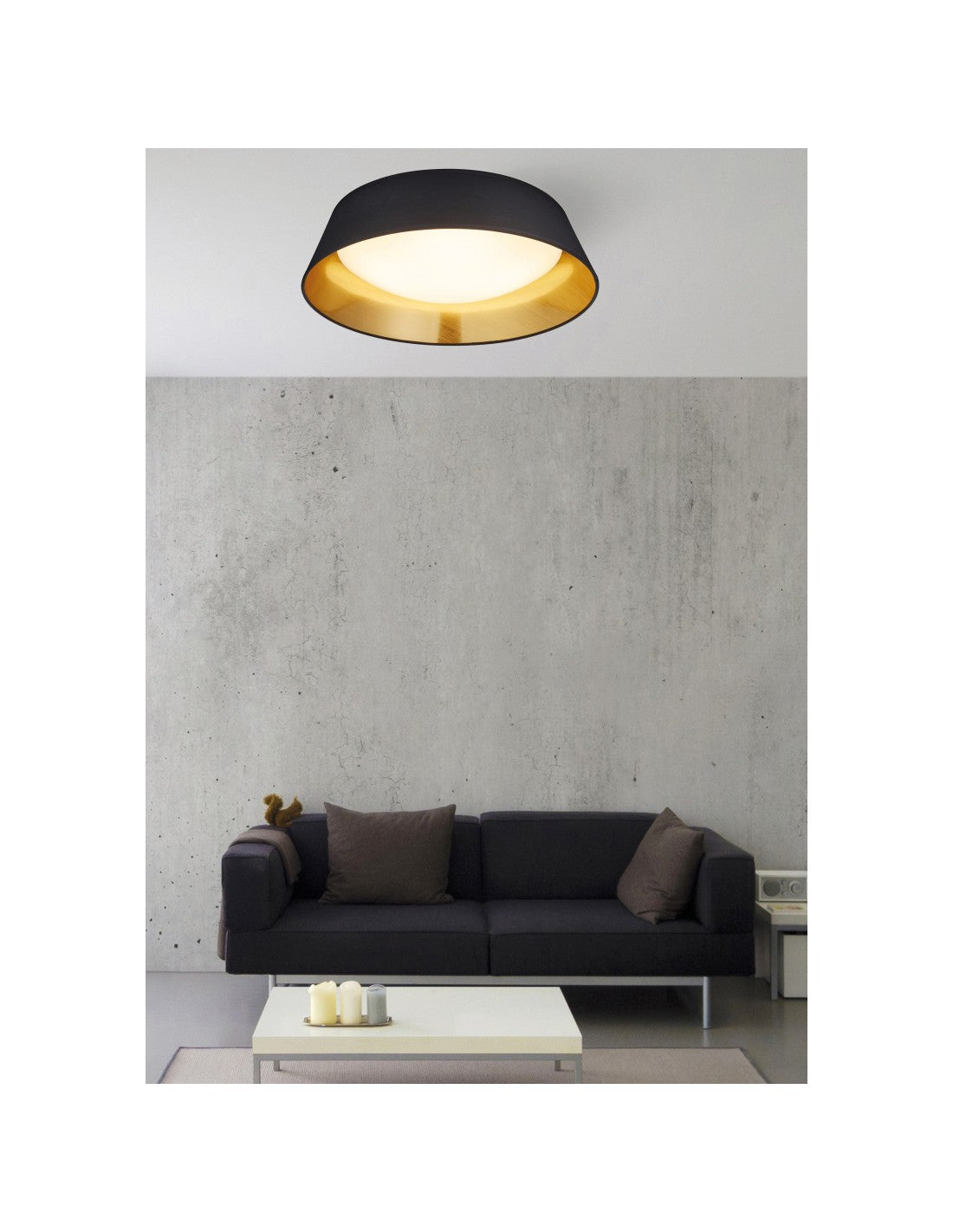 Plafón led con pantalla negra y dorada Ponts Ø45 cm Trio Lighting