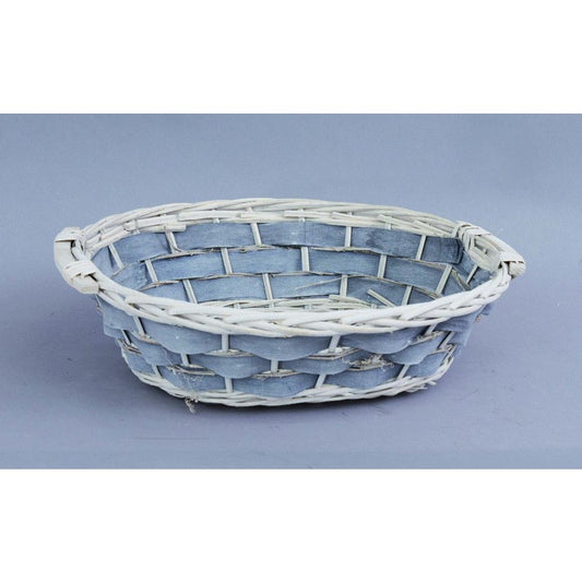 Cesta navideña ovalada blanca 46x37x h14 cm