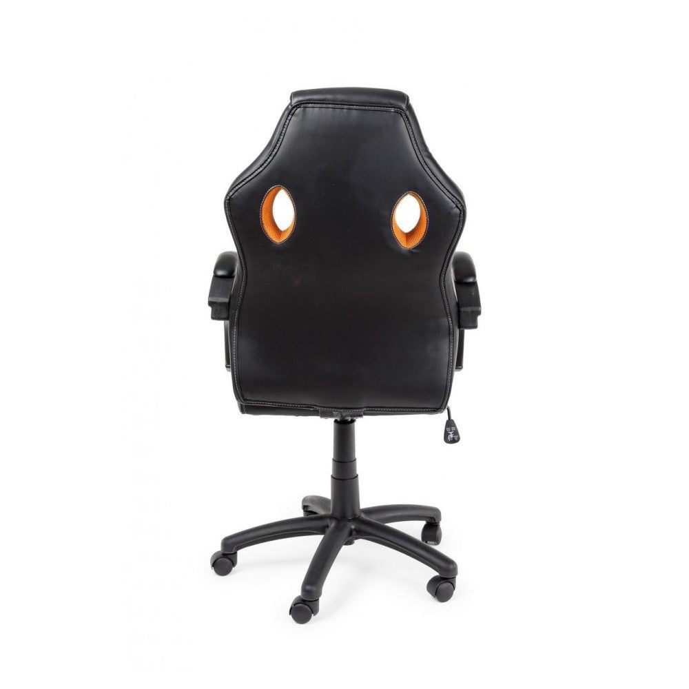 Sillón de oficina con pulseras Racing negro-naranja en símil piel