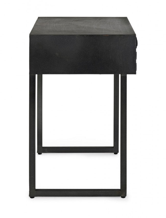 Mesita negra 1 cajón madera estilo industrial 50x35x55
