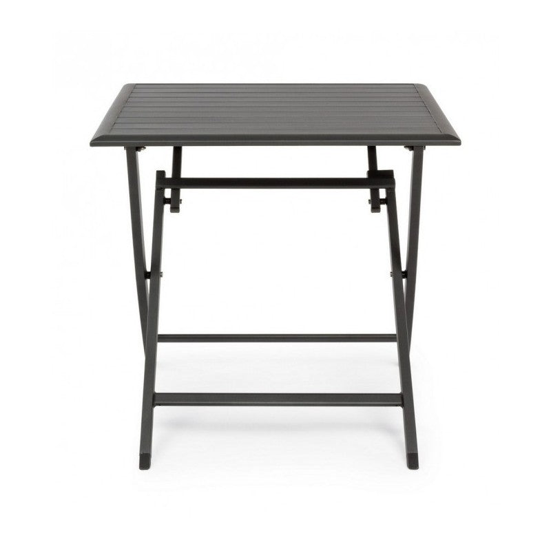 ELIN Mesa exterior plegable de aluminio antracita 70x70x h71 cm