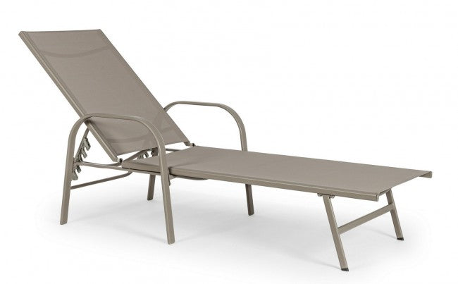 Tumbona Arent de acero y con reposabrazos gris tórtola 195 cm