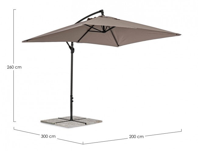 Paraguas Texas 2x3 cm antracita-gris tórtola