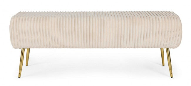 Banco Selena Crema 2 plazas terciopelo 129x45,5x48 cm