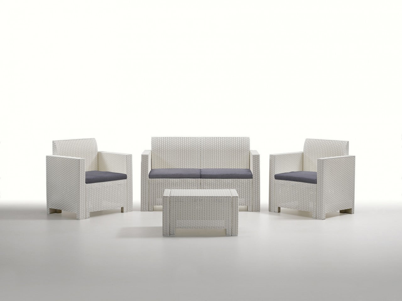 Salón 4 plazas resina Nebraska blanco