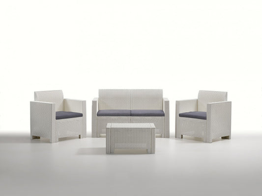Salón 4 plazas resina Nebraska blanco