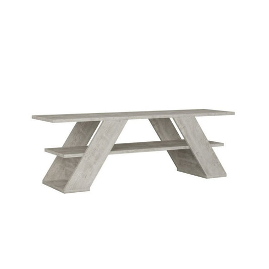 Mueble TV abierto con 2 estantes blancos vintage 120x33,5x40 h cm 