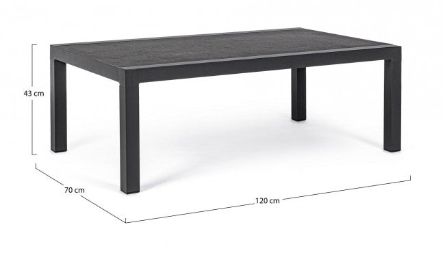 Mesa de centro Kledi de aluminio antracita 120x70x43h cm